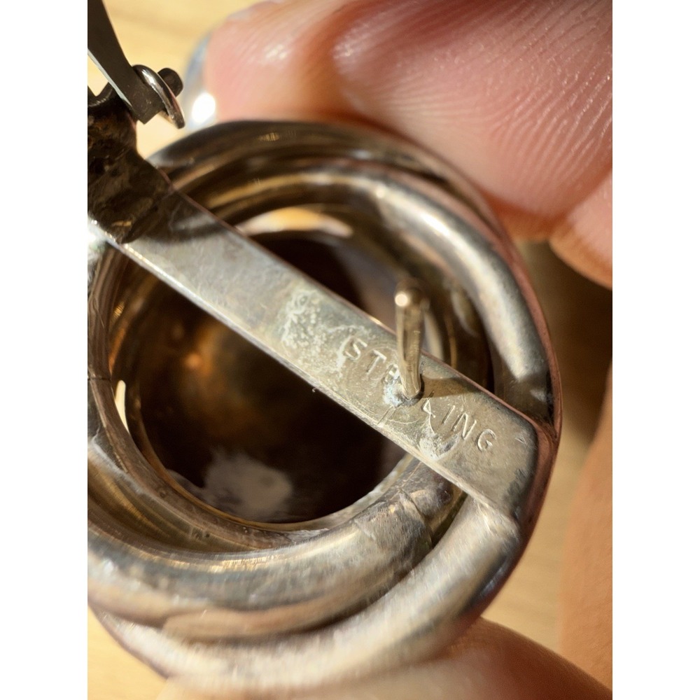 STERLING SILVER ISRAELI ELECTROFORM LOVE KNOT W/GOLD BALL CLIP/PIERCED EARRINGS - Picture 3 of 5